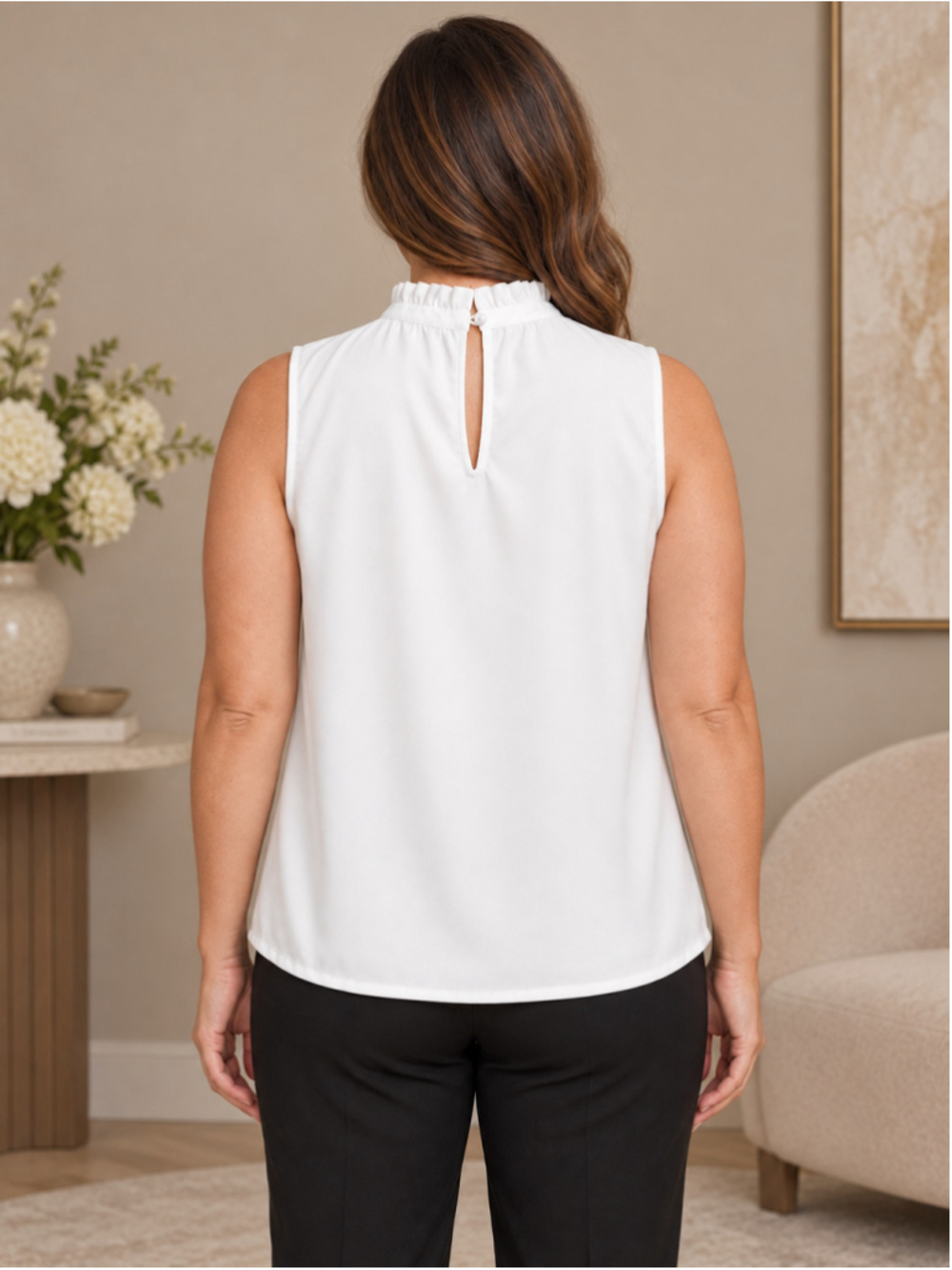 Ashley Stewart White Chiffon Pearl Embellished Blouse – Size 14 NWT - Picture 3 of 9